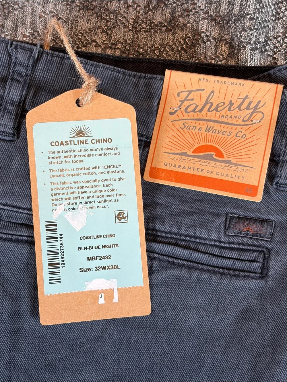 Faherty Coastline Chino Pants Men's 32 x 30 - Blue Nights